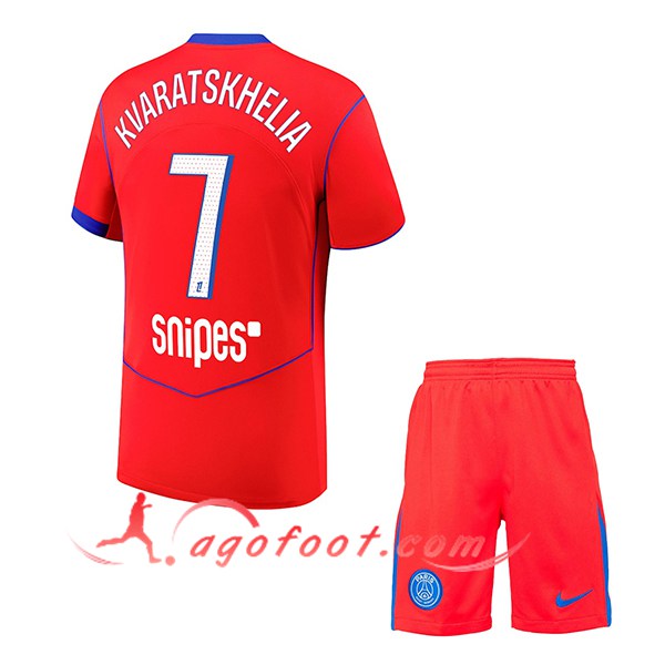 Maillot de Foot PSG (KVARATSKHELIA #7) Enfant 2025/2026 Third