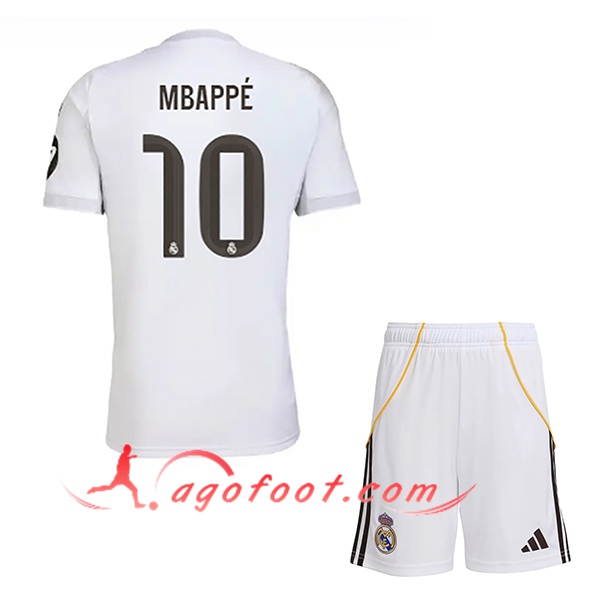 Maillot de Foot Real Madrid (Mbappé #10) Enfant 2025/2026 Domicile