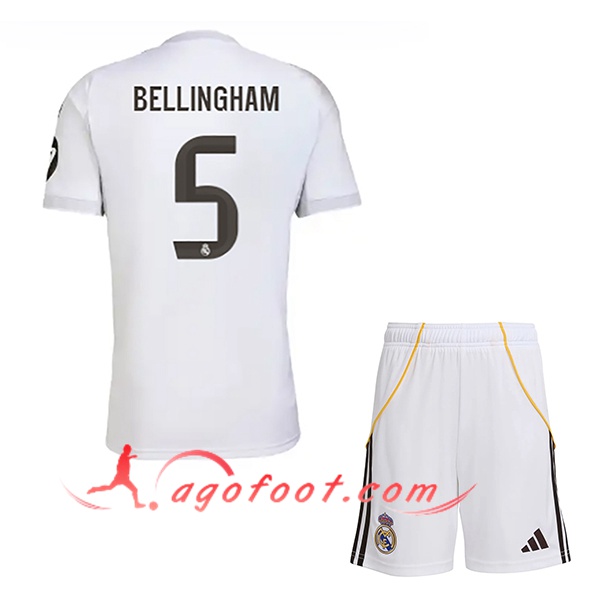 Maillot de Foot Real Madrid (BELLINGHAM #5) Enfant 2025/2026 Domicile