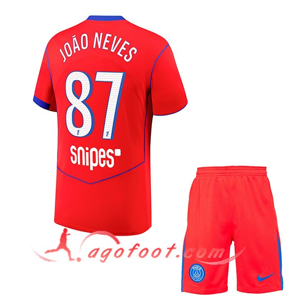 Maillot de Foot PSG (JOÃO NEVES #87) Enfant 2025/2026 Third