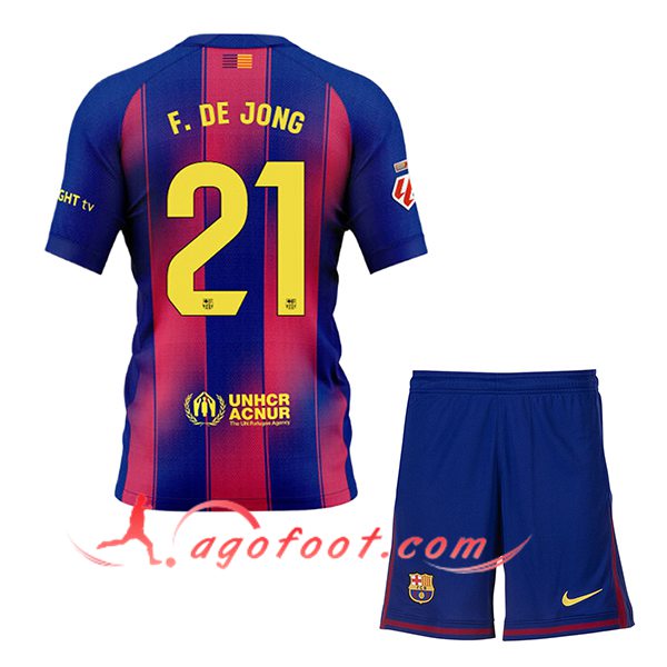 Maillot de Foot Barcelone (F. DE JONG #21) Enfant 2025/2026 Domicile