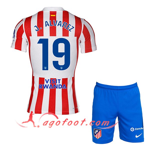 Maillot de Foot Atletico Madrid (J. ALVAREZ #19) Enfant 2025/2026 Domicile