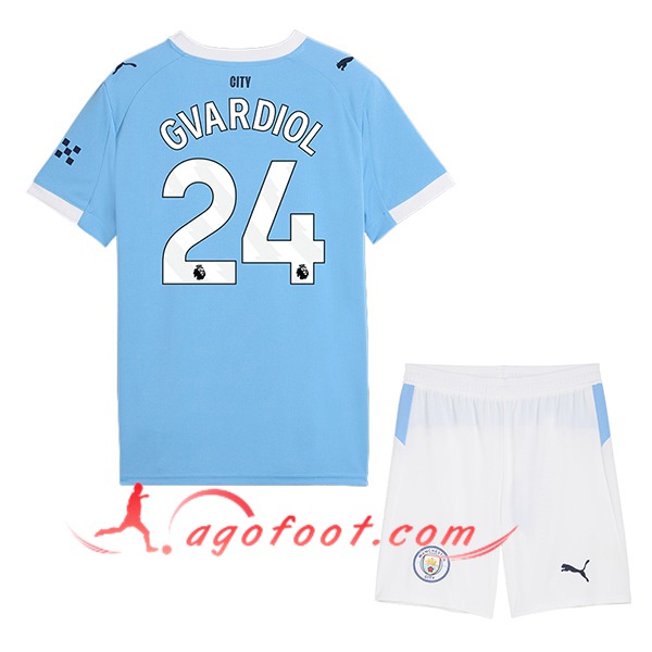 Maillot de Foot Manchester City (GVARDIOL #24) Enfant 2025/2026 Domicile