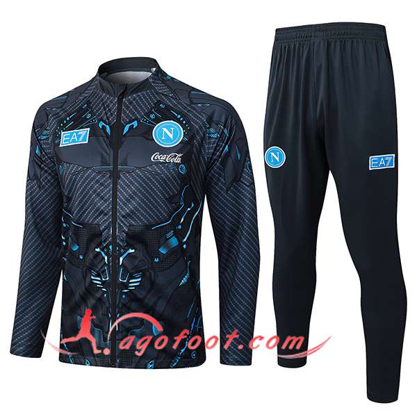 Ensemble Survetement de Foot Veste SSC Naples Gris/Bleu 2025/2026