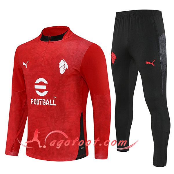 Ensemble Survetement de Foot Milan AC Rouge/Noir 2025/2026 -03
