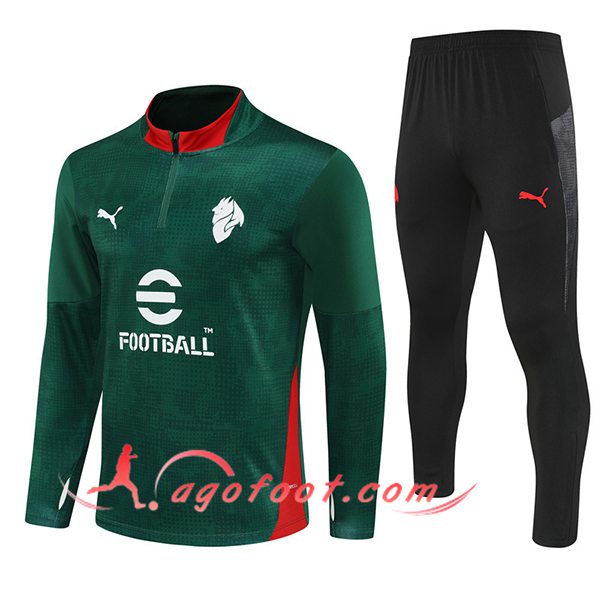 Ensemble Survetement de Foot Milan AC Vert/Rouge 2025/2026