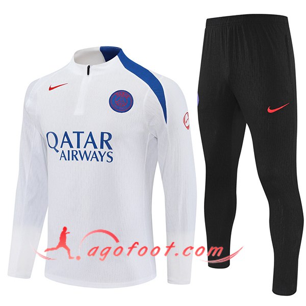 Ensemble Survetement de Foot PSG Blanc/Bleu 2025/2026
