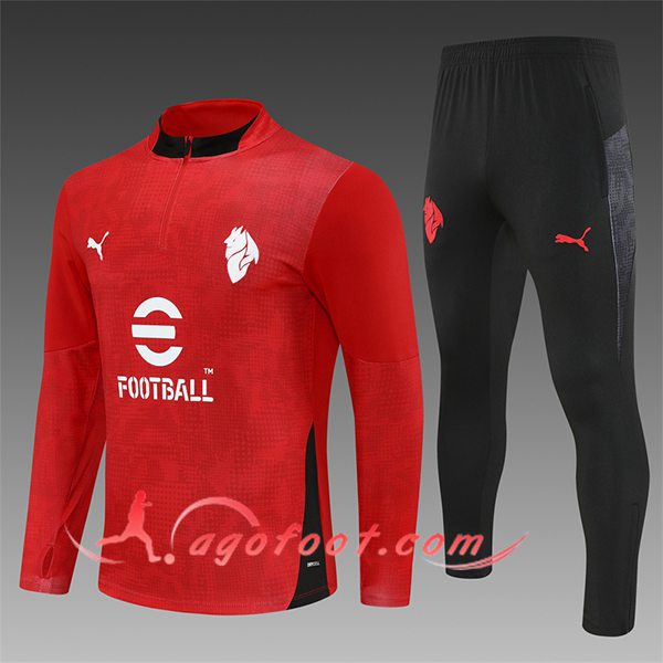 Ensemble Survetement de Foot Milan AC Enfant Rouge/Noir 2025/2026 -03