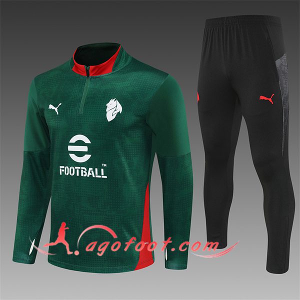 Ensemble Survetement de Foot Milan AC Enfant Vert/Rouge 2025/2026