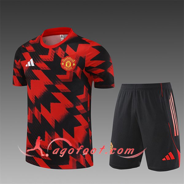 Ensemble Training T-Shirts Manchester United Enfant Rouge/Noir 2025/2026 -03