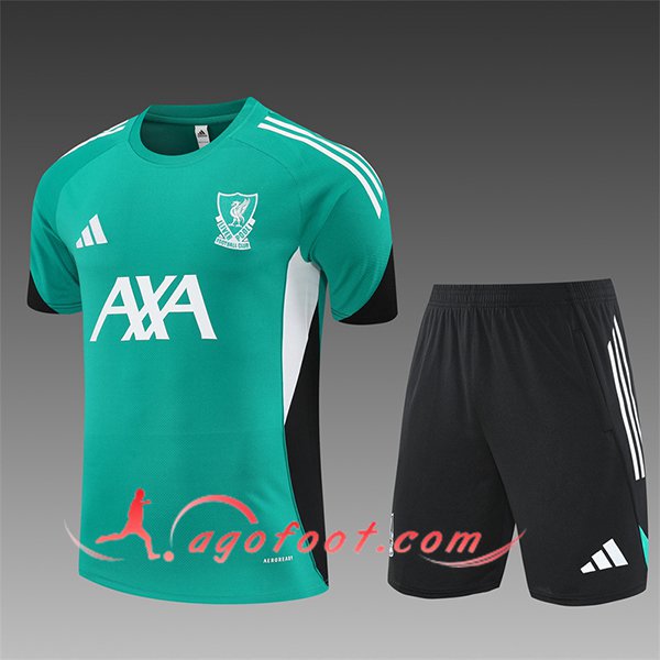 Ensemble Training T-Shirts FC Liverpool Enfant Vert/Blanc/Noir 2025/2026