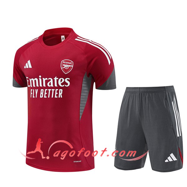 Ensemble Training T-Shirts Arsenal Rouge/Gris 2025/2026