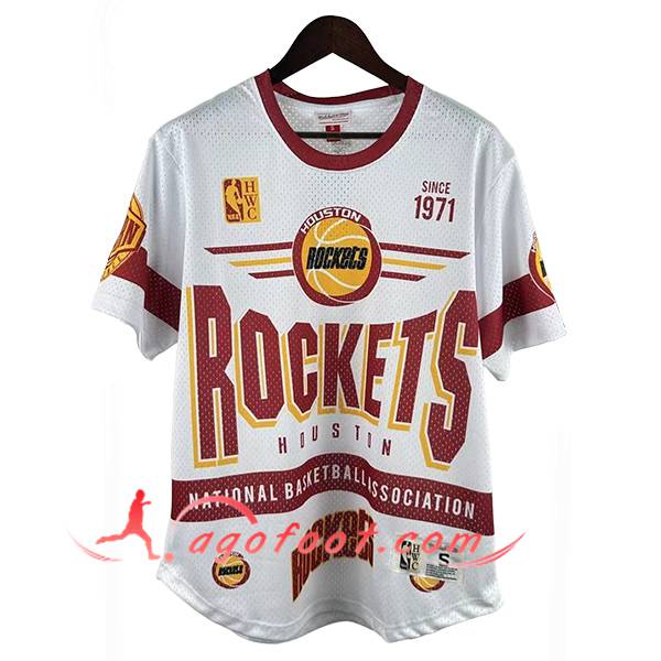 Maillot Houston Rockets Retro 2025/26 Blanc/Rouge/Jaune