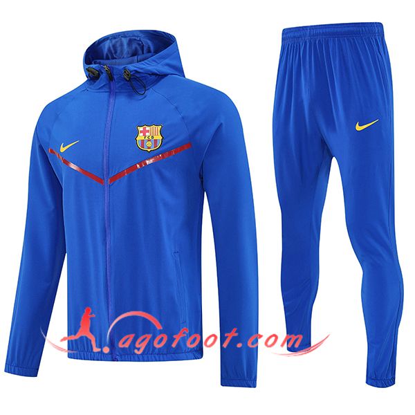 Ensemble Survetement Veste A Capuche Coupe-Vent FC Barcelone Bleu 2025/2026