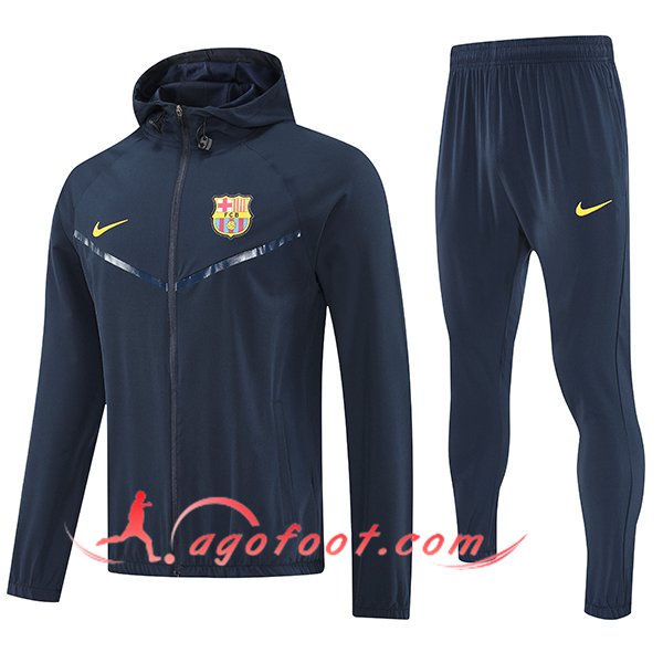 Ensemble Survetement Veste A Capuche Coupe-Vent FC Barcelone Noir 2025/2026