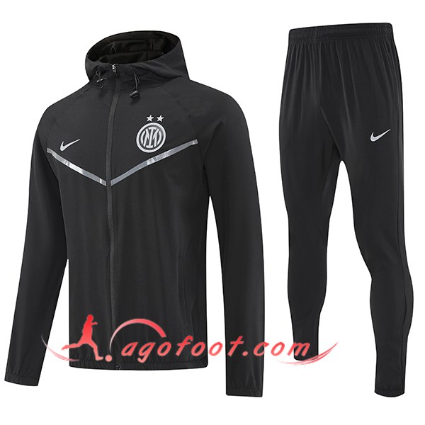 Ensemble Survetement Veste A Capuche Coupe-Vent Inter Milan Noir 2025/2026