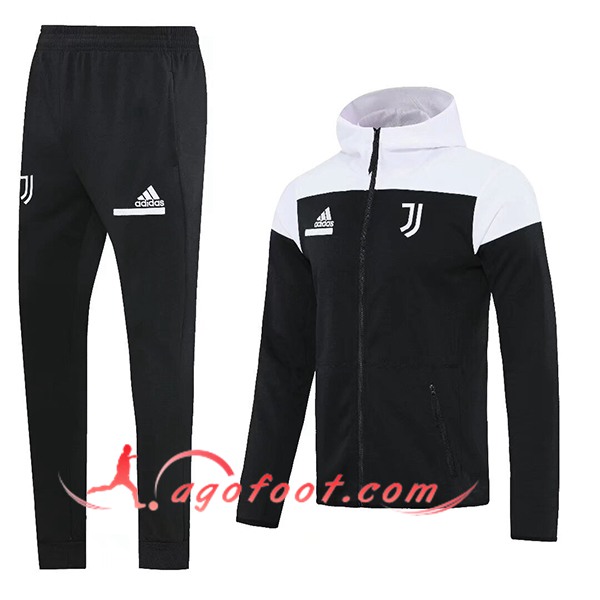 Ensemble Survetement Veste A Capuche Coupe-Vent Juventus Noir/Blanc 2025/2026