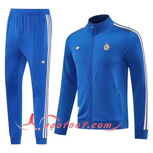 Ensemble Survetement de Foot Veste Real Madrid Bleu/Blanc 2025/2026 -02