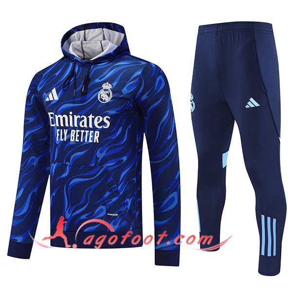 Ensemble Survetement Veste A Capuche Real Madrid Bleu Foncé 2025/2026