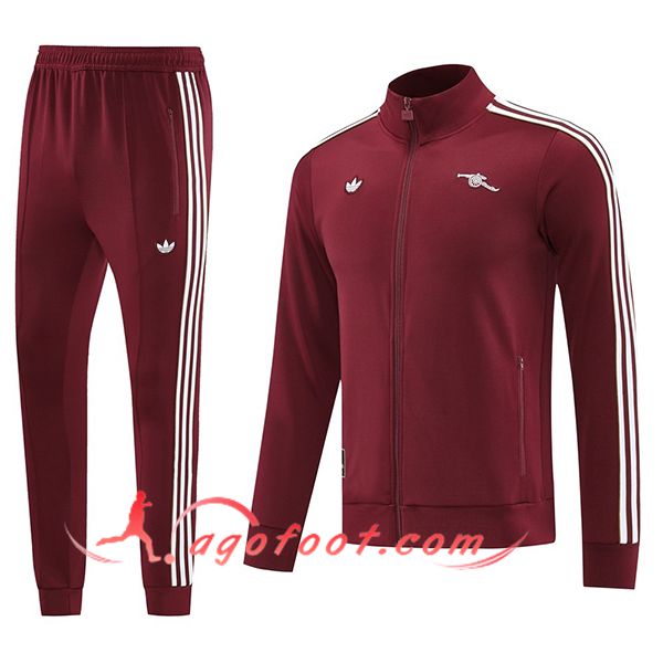 Ensemble Survetement de Foot Veste Arsenal Rouge/Blanc 2025/2026