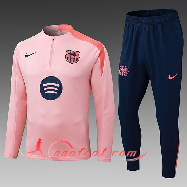 Ensemble Survetement de Foot FC Barcelone Enfant Rose/Orange 2025/2026