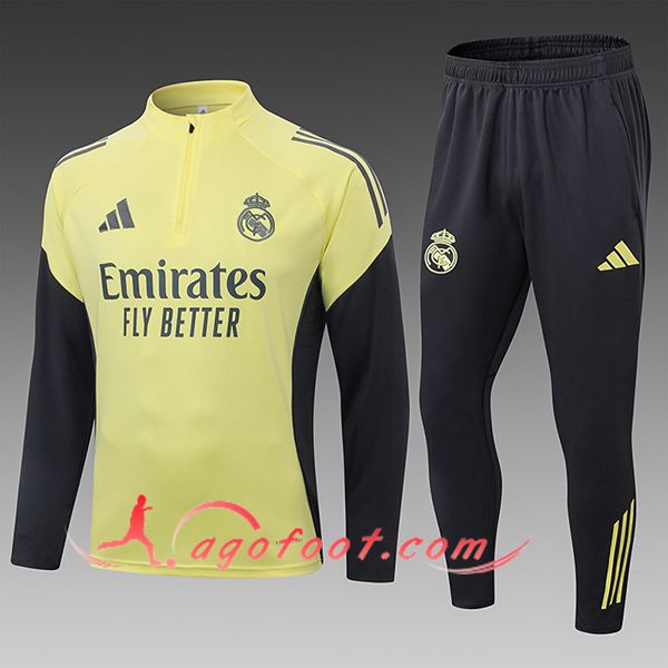 Ensemble Survetement de Foot Real Madrid Enfant Jaune/Noir 2025/2026