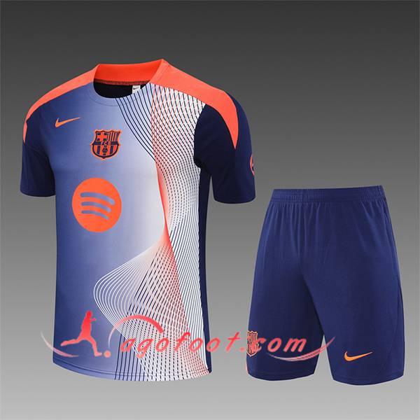 Ensemble Training T-Shirts FC Barcelone Enfant Bleu/Orange 2025/2026