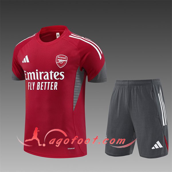 Ensemble Training T-Shirts Arsenal Enfant Rouge/Gris 2025/2026