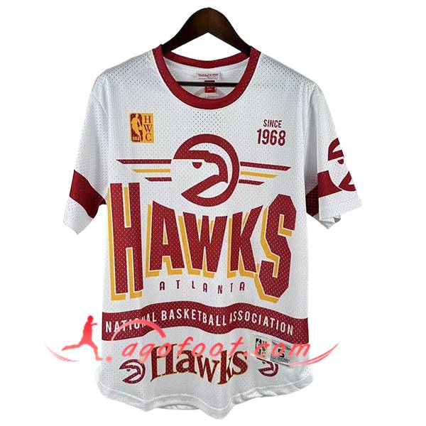 Maillot Atlanta Hawks Retro 2025/26 Blanc/Rouge/Jaune