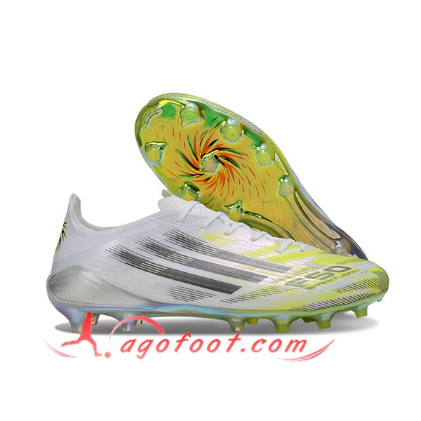 Adidas Chaussures de Foot F50 ELITE FG Blanc/Gris/Jaune