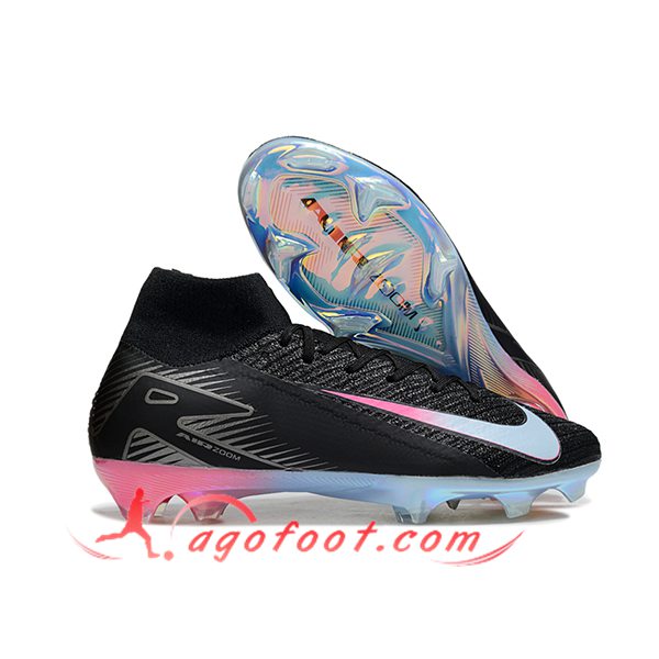 Nike Chaussures de Foot Air Zoom Mercurial Superfly IIX Elite FG Noir/Bleu/Rose