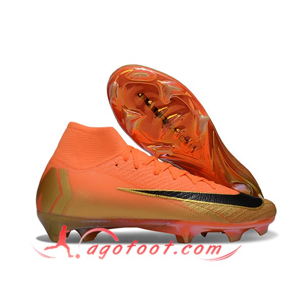 Nike Chaussures de Foot Air Zoom Mercurial Superfly IIX Elite FG Orange/Noir