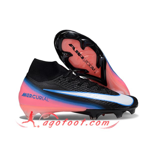 Nike Chaussures de Foot Air Zoom Mercurial Superfly IIX Elite FG Noir/Blanc/Bleu/Rose