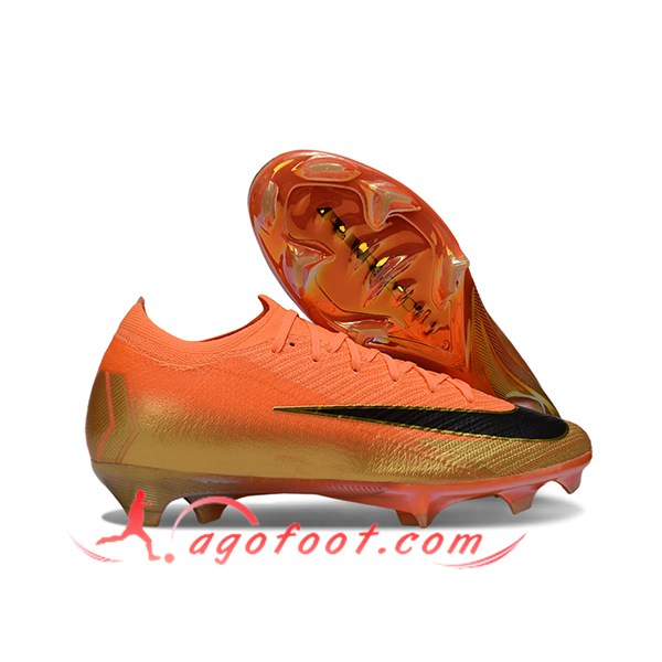 Nike Chaussures de Foot AIR Zoom Mercurial Vapor 16 Elite XXV FG Orange/Noir