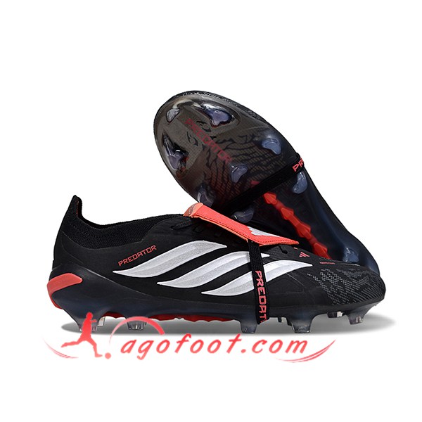 Adidas Chaussures de Foot 26 Predator Elite Tongue FG Noir/Gris/Orange