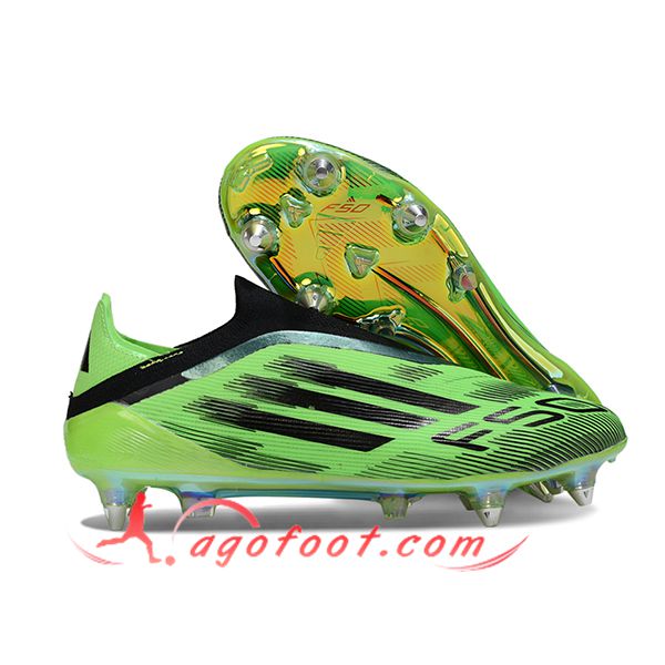 Adidas Chaussures de Foot F50 Elite Laceless SG Vert/Noir