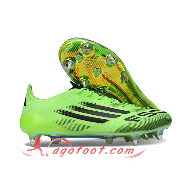 Adidas Chaussures de Foot F50 ELITE SG Vert/Noir -02