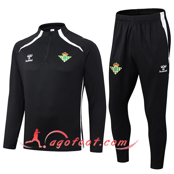 Ensemble Survetement de Foot Real Betis Noir/Blanc 2025/2026
