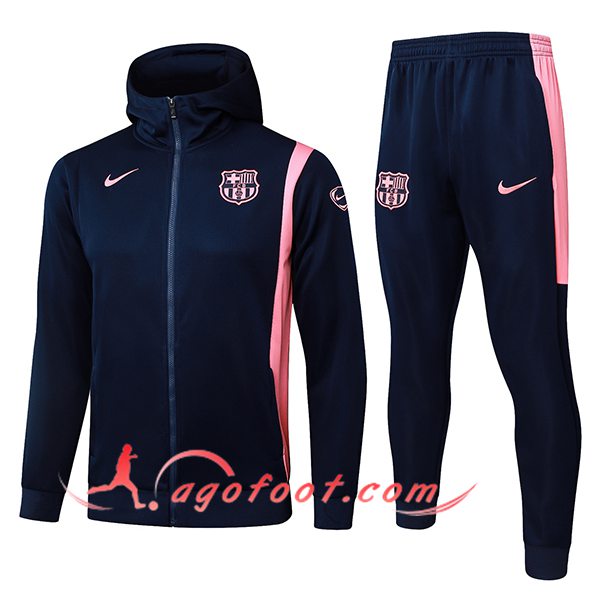 Ensemble Survetement Veste A Capuche Coupe-Vent FC Barcelone Bleu/Rose 2025/2026