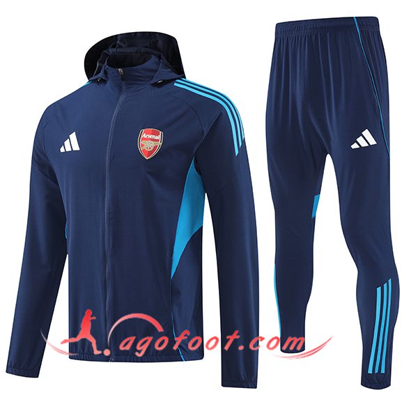 Ensemble Survetement Veste A Capuche Coupe-Vent Arsenal Bleu 2025/2026
