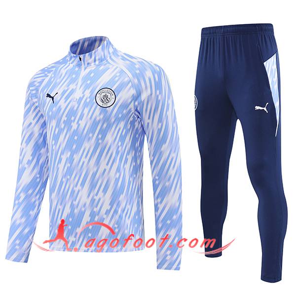 Ensemble Survetement de Foot Manchester City Bleu/Blanc 2025/2026