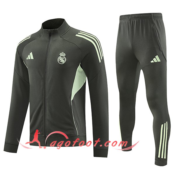Ensemble Survetement de Foot Veste Real Madrid Brun/Vert 2025/2026