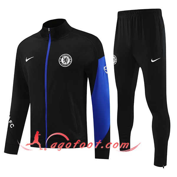 Ensemble Survetement de Foot Veste FC Chelsea Bleu/Noir 2025/2026