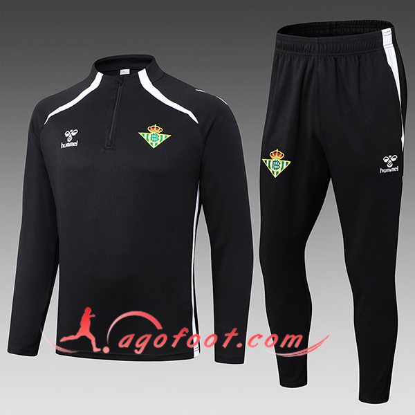 Ensemble Survetement de Foot Real Betis Enfant Noir/Blanc 2025/2026