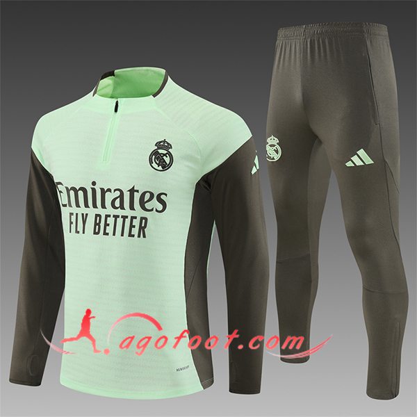 Ensemble Survetement de Foot Real Madrid Enfant Vert/Brun 2025/2026