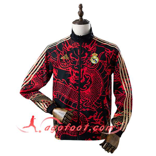 Coupe-Vent Real Madrid Rouge/Noir/Jaune 2025/2026