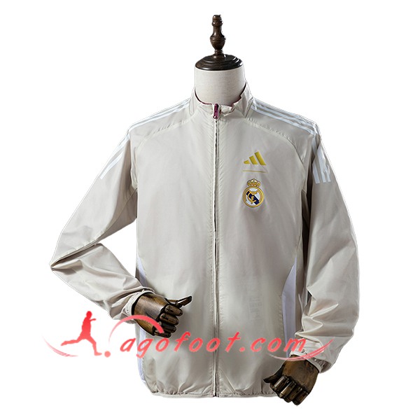 Coupe-Vent Real Madrid Beige/Blanc 2025/2026