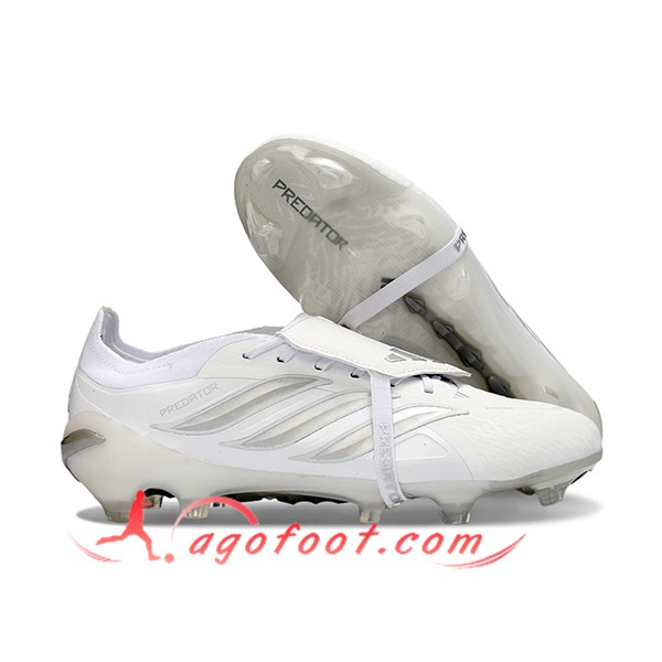 Adidas Chaussures de Foot 26 Predator Elite Tongue FG Blanc/Gris