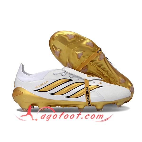 Adidas Chaussures de Foot 26 Predator Elite Tongue FG Blanc/Jaune
