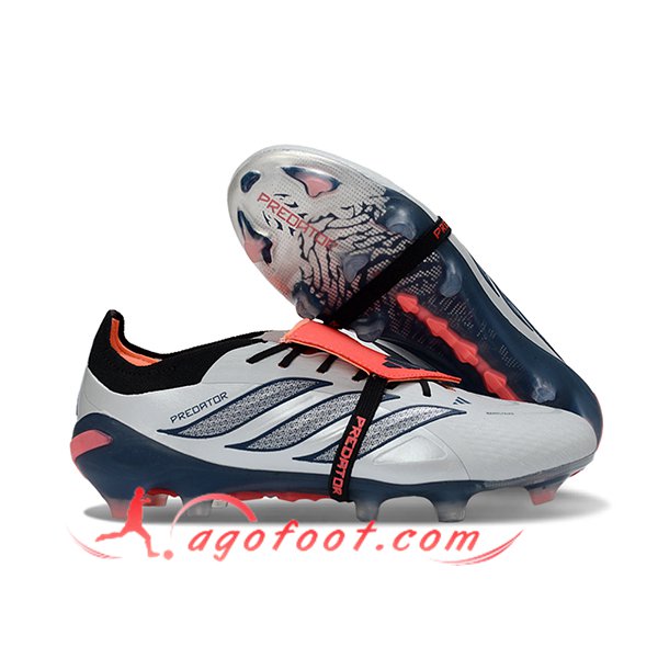 Adidas Chaussures de Foot 26 Predator Elite Tongue FG Gris/Bleu